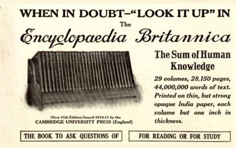 old ad of Britannica encyclopedias